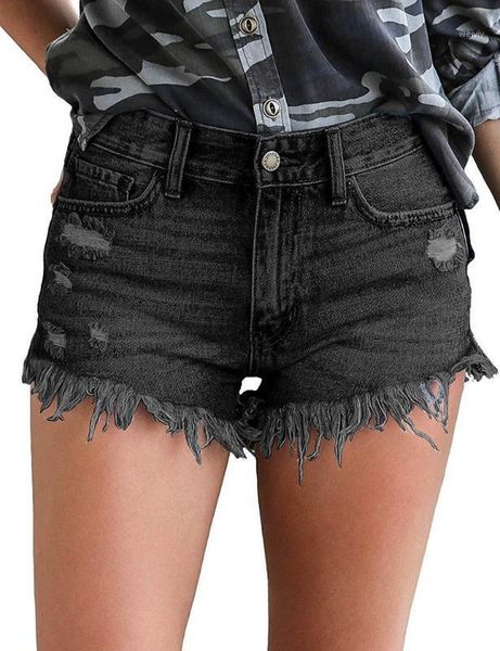 

summer denim shorts woman tassel hole slim jeans women's fashion casual cotton black blue denim shorts1