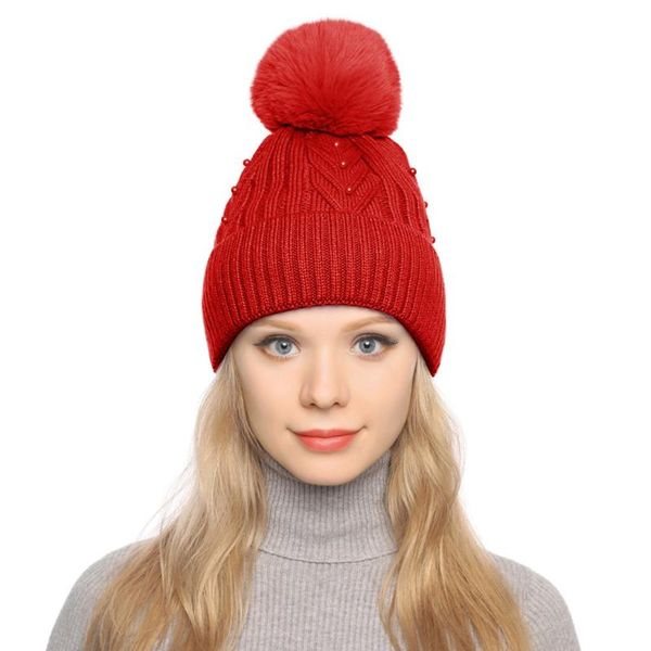 

2020 new fashion winter hat woman knitted soft pear lpom-poms cap skullies beanies casual streetwear z1002