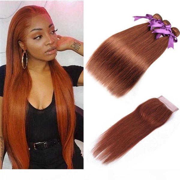 

quality color 33 99j bug straight ombre human hair bundles with closure #27 #30 t1b 27 30 brazilian virgn hair bundles with closure, Black;brown