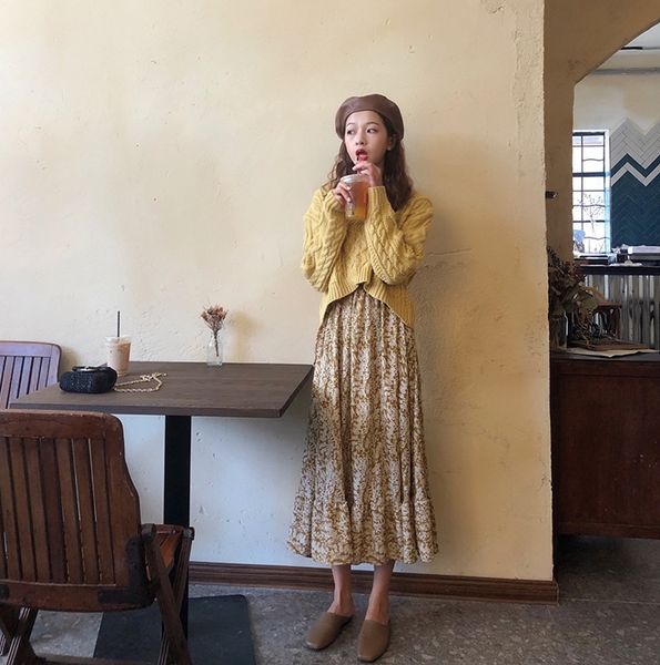 

xjwia платья осень дно сломанного платье рукав зима юбка два куска early французского костюма цветок skirtlong юбка длинных skirtchildren ос, Gray