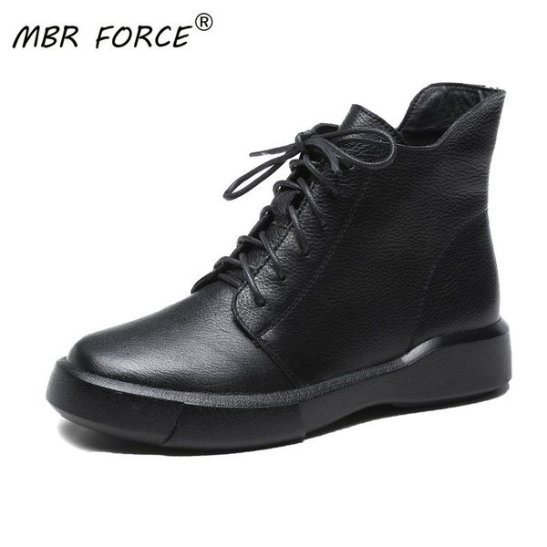 

mbr force women new fashion cowhide woman girls lace up boots cool girl cool casual party ladies shoes brown black