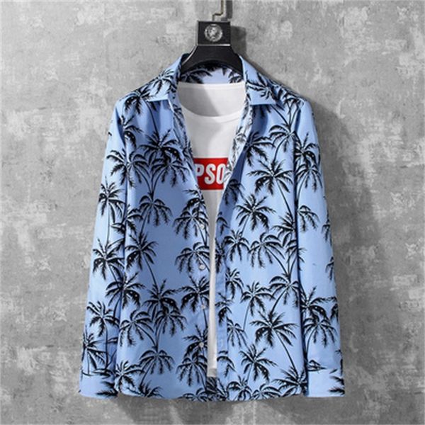 

2021 new beach floral for man autumn spring men's shirt long sleeves size m-5xl 6xl 7xl uwvo, White;black