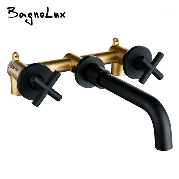 

vidric taps fashion new arrival wall sink basin mixer tap set bathroom spout faucet with double lever in mablack/polished1