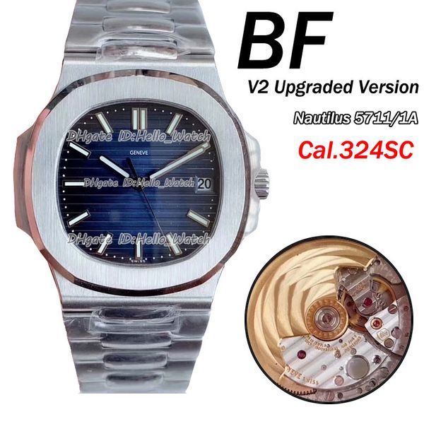 

bff new v2 5711 / 1a-010 cal.32scs автоматические мужские часы d-синего текстурированного набора из нержавеющей стали браслет спортивные час, Slivery;brown