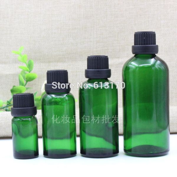 

5ml,10ml,15ml,20ml,30ml,50ml,100ml empty glass bottles green vials black big head tamper proof cap brown essential oil bottles1