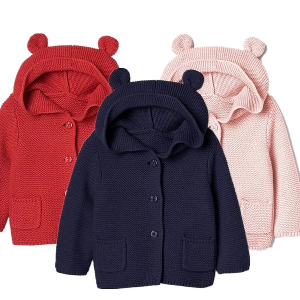 

1 5ys newborn baby coat toddler baby boys girls knitted coats with ear cardigan winter knitted coat outerwear baby girl clothes 1029, Blue;gray