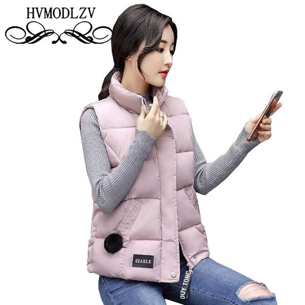 

women short cotton vest 2020 winter new army green stand collar waistcoat jacket casual large size sleeveless sotton vest ls358, Black;white