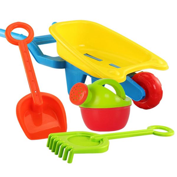 

4pcs set kids beach toys children pretend play beach sand toy set with trolley watering can shovel rake water fun for boy girls bbyxae