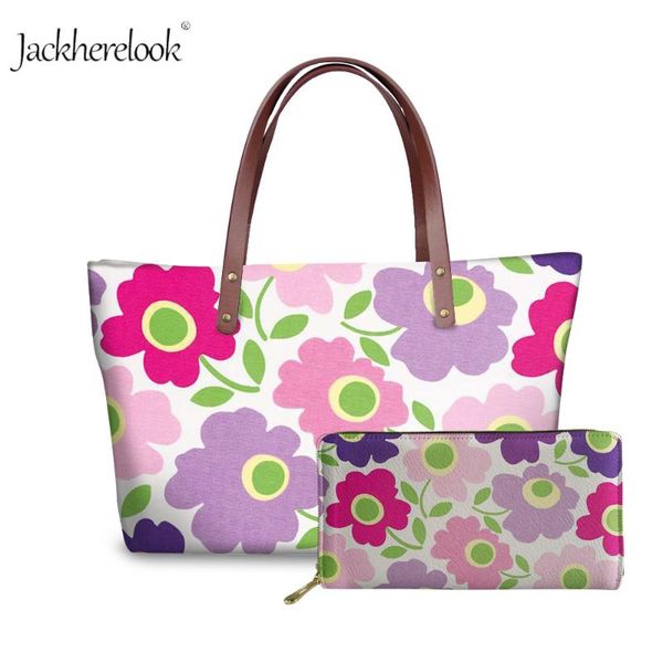 

jackherelook poppy floral prints ladies handbags casual party beach bag 2pcs set tote bag&purse luxury women's shoulder bag 2020