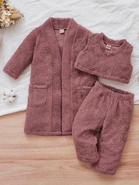 

baby fluffy vest, coat and trousers and coat she, Blue