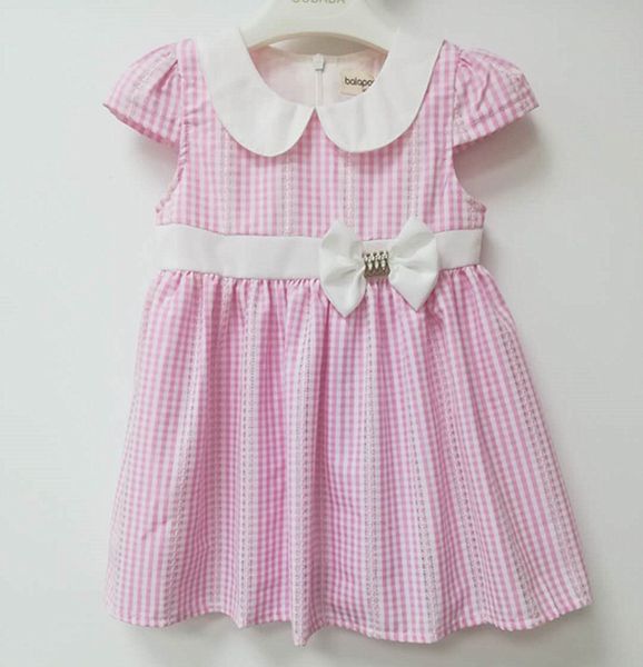 

new lapel small lattice bowknot design princess dress fresh style holiday party dress skirt girl dress, Red;yellow
