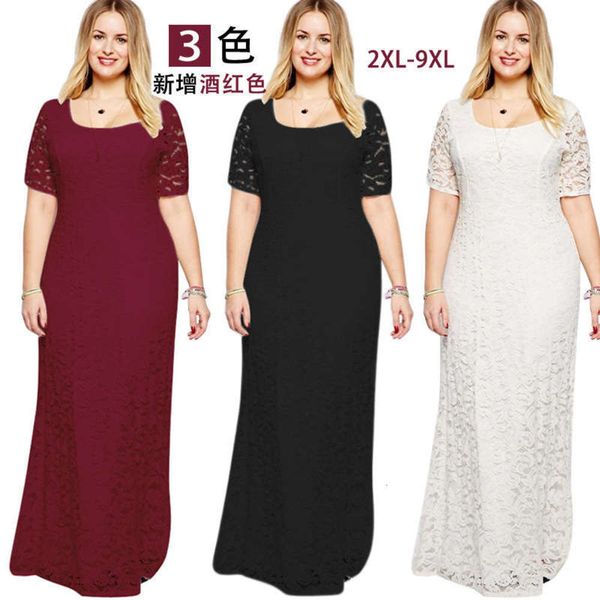 

elegant large women's fat evening mm short sleeve lace dress, Black;gray