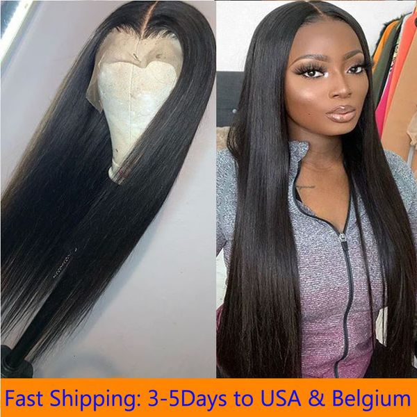 

lace front wigs long straight synthetic wig for women natural density black straight wig heat resistant fiber hair wig fast ship, Black;brown