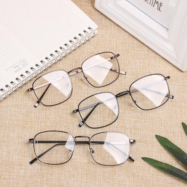 

fashion retro ladies men metal square glasses oversized glasses frame optical frame temperament reading1, Black