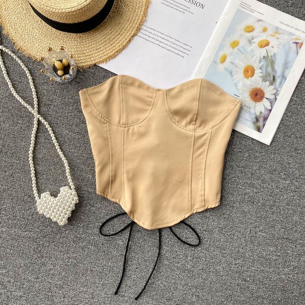 

2021 new singiny women straps short design cordon no back skinny blouse summer off the shoulder beach sweaters vrkc, White
