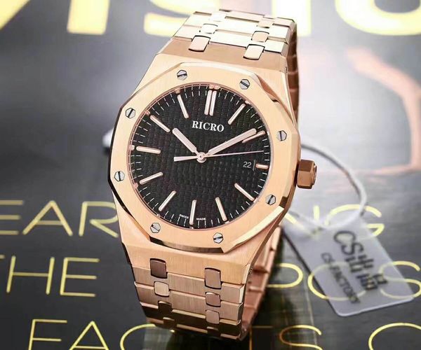 

men's movement fully automatic movement watch.dial size 42 mm.316 stainless steel, 2813 movement.for christmas gifts, ricro, Slivery;brown