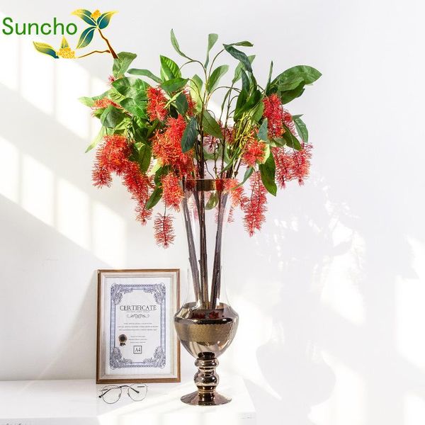 

decorative flowers & wreaths suncho real touch diy artificial leaves branch retro red white silk leaf for home decor wedding plants room fau