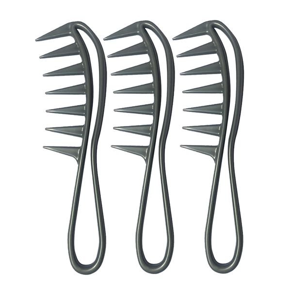 

3x large salon hairdressing shower comb wide tooth detangler wet hair comb, Silver