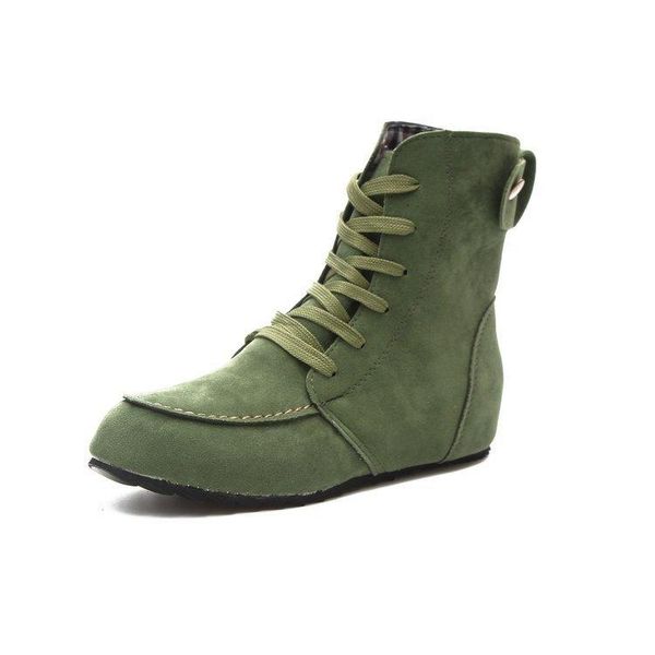 

ankle boots women autumn winter fashion lace up boots casual flats shoes ladies plus size footwear female zapatos mujer, Black