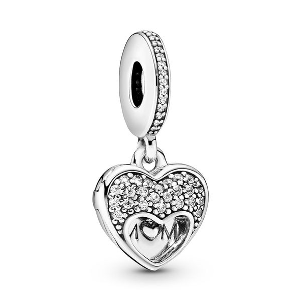 

authentic ale 925 sterling silver i love my mom heart dangle charms beads pendant fit pandora bracelets & necklace for diy jewelry making, Black