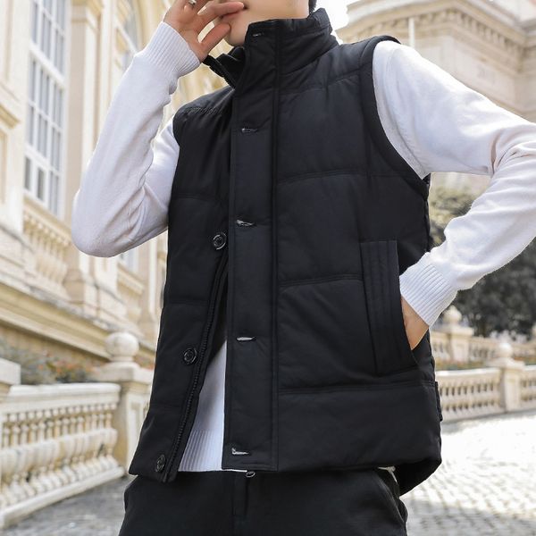 

2021 new men's jacket sleeveless spring fashion male jackets cotton-padded man's thicken warm vest k243 mcaa, Black;white