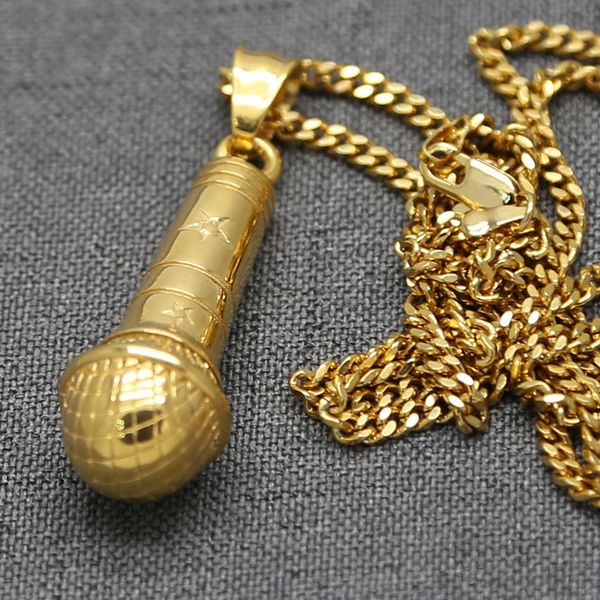 

nightclub microphone stereo microphone street dance necklace hip hop pendant hiphop microphone pendant, Golden;silver