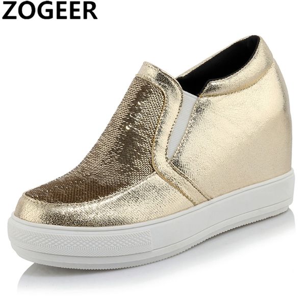 

platform wedges women sneakers gold silver high heels women casual vulcanized shoes winter fur sneaker female shoes big size 45 y200424, Black