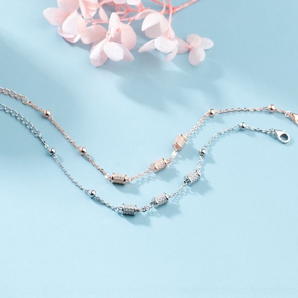 

qesgr s925 sterling simple small waist girl silver personality temperament rose gold bracelet braceletbracelet braceletfashion hand stude or, Golden;silver