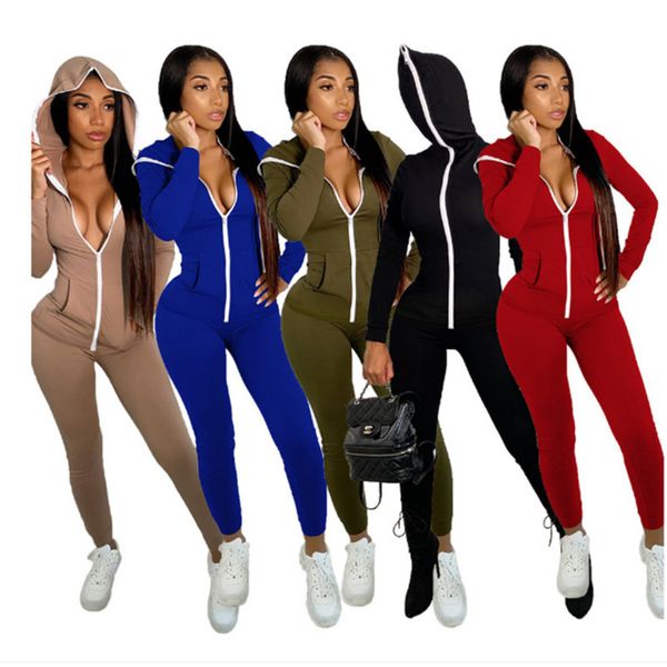 

new womens two piece outfits fashion popular solid slim hoodie pencil pants suits casual long sleeve jacket trousear sets autumn new, White