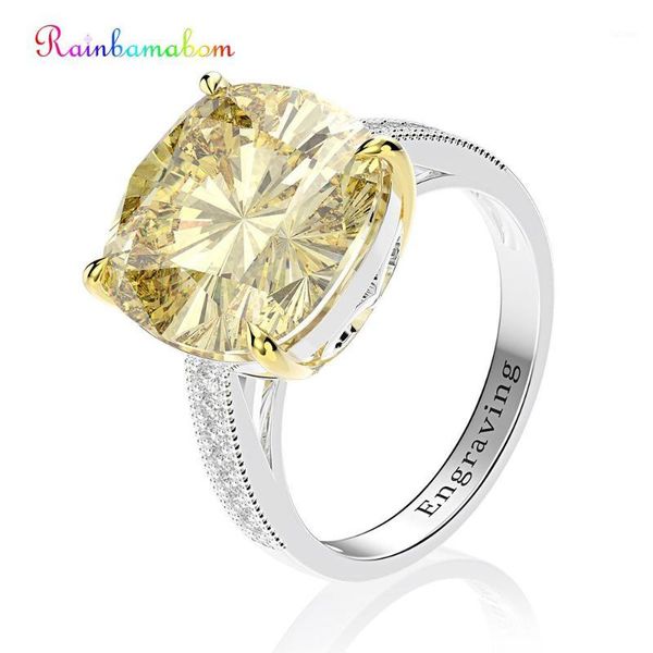 

rainbamabom 925 sterling silver created moissanite sapphire citrine gemstone wedding engagement ring jewelry wholesale1, Golden;silver