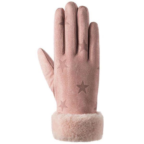 

five fingers gloves women winter keep warm touch screen thicken female plush wrist plus velvet inside soft fashion elegant, Blue;gray