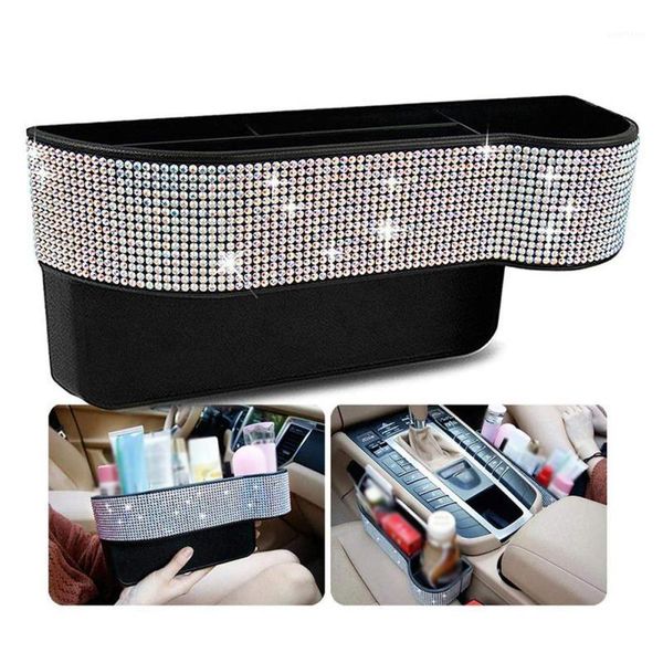 

rhinestone car accessories exquisite car front seat organizer-noble lady's seat side storage box gap filler with bling console -1