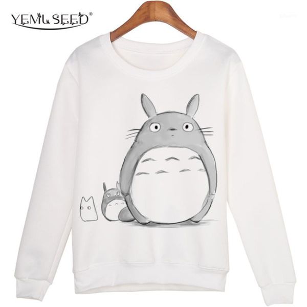 

wholesale- casual 3d sweatshirt women winter clothing cartoon totoro print moleton feminino hoodies o-neck pullover wmh311, Black