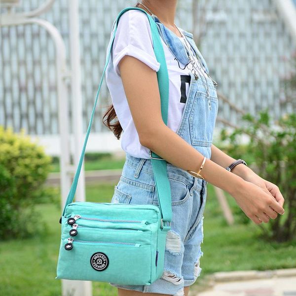 

5 pockets shoulder bags for women handbag big waterproof nylon girls crossbody bag book travel large purse bolsa feminina black