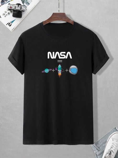 

men letter & planet print tee a8yd#, White;black