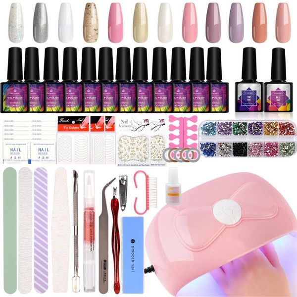 

nail art kits 12pcs uv led gel polish kit 54w dryer lamp long lasting varnish with base coat tools