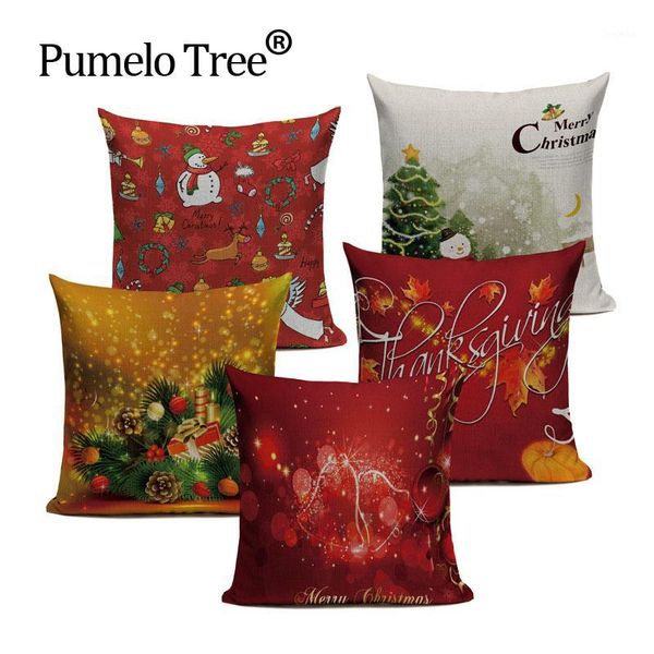 

merry christmas cotton linen the pattern almofadas pillowcase cojines 45cmx45cm square home office furniture pillow case1
