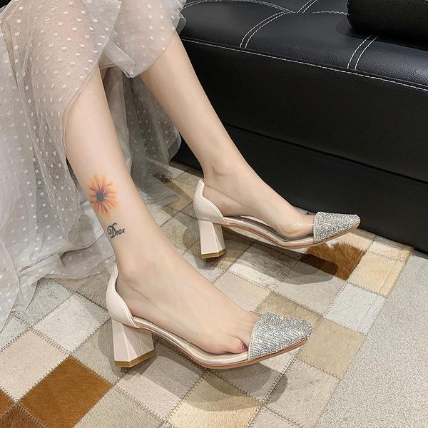 

women party wedding pumps transparent stitching crystal shoes woman shallow mouth beading high heel large size pumps, Black
