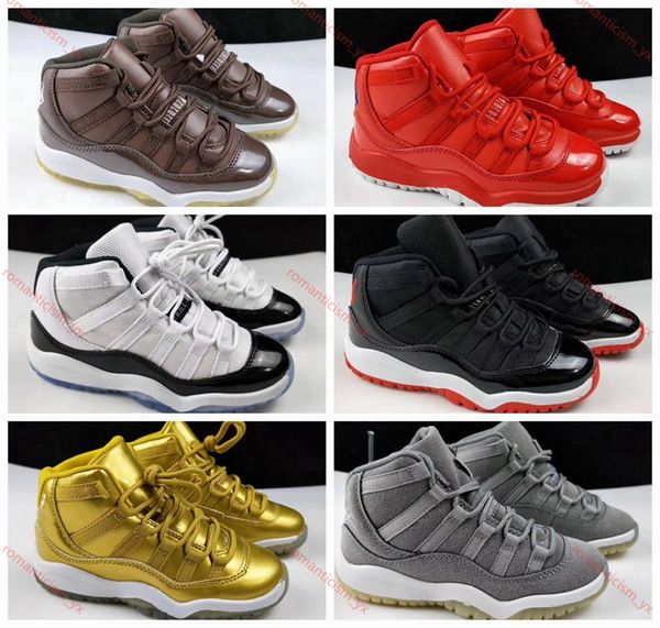

the latest fashion kids space jam breeding concord metal silver luxe basketball shoes kids boys girls gym red white pink sneakers, Black