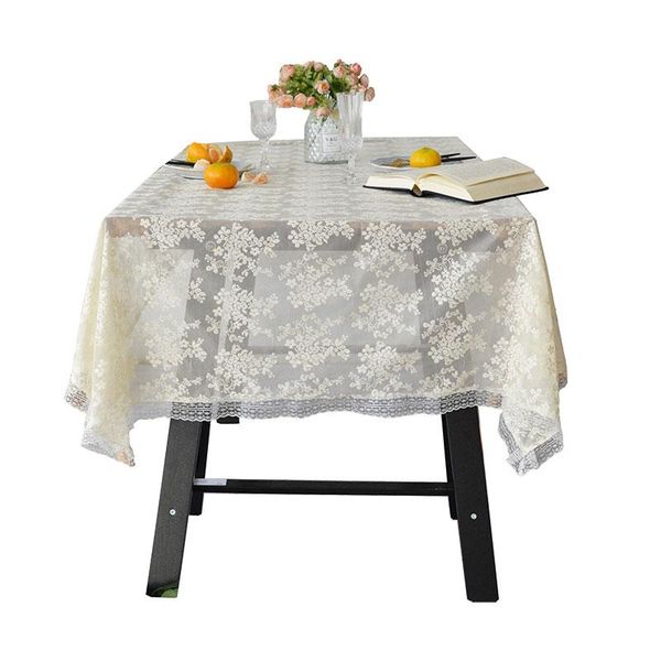 

new exquisite rectangle lace table cloth european theme quality table cover with 13 sizes multi-purpose beige tablecloth 1pcs