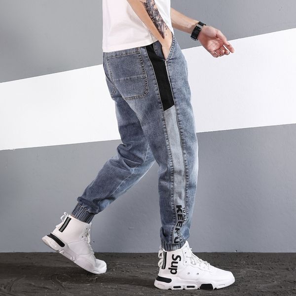 

lojpz 2020 new summer harlan jeans elastic jeansmen's jeans loose pants size plus fat extra large harlan pants and slim large xcytw, Blue
