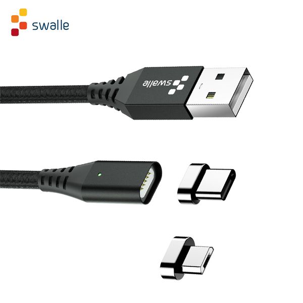 

vipswalle 3-in-1 fast charge 2a magnetic micro usb type c cable with multi-function adapter dustproof plug