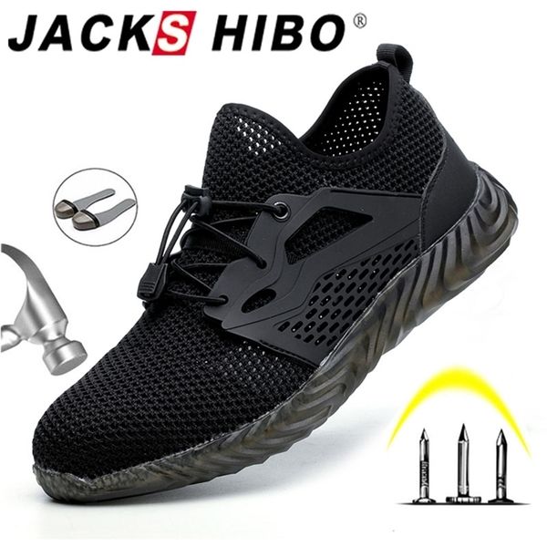 

jackshibo shoes for men male protective steel toe cap boots anti-smashing construction safety work sneakers y200915, Black;brown