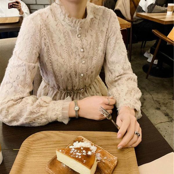 

herstory 2020 spring women solid botton lace slim dress female french retro dresses lady long sleeve elegant vestido1, Black;gray