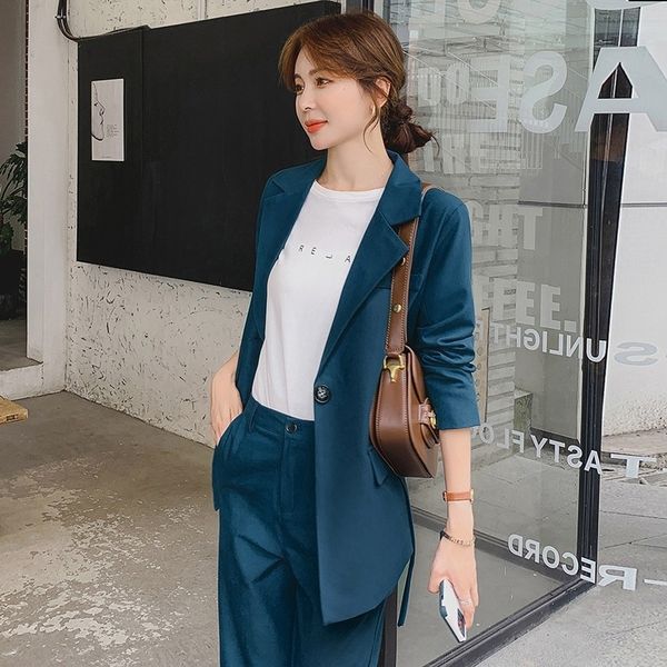 

dfvu6 suit style small for women fall winter british suit 2020 british korean loose casual fashion temperament two piece new jowlq, Gray