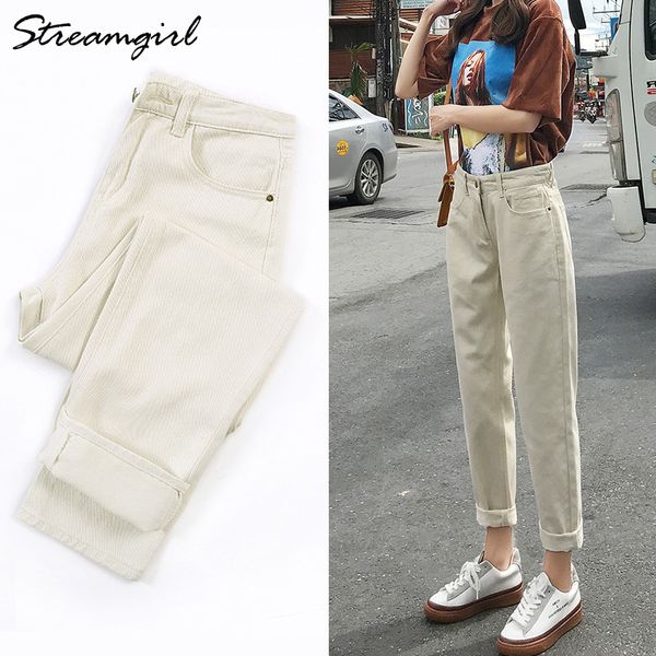 

streamgirl ladies jeans boyfriend for women loose harem jeans woman high waist 2019 black jean femme denim pants capris spring t200104, Blue