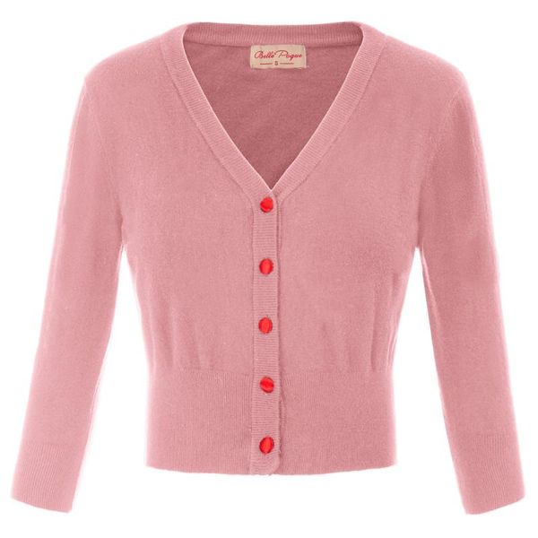 

women's jackets retro coat 3/4 sleeve v-neck contrast button short slim vintage elegant soft knitwear knitting ladies cardigan, Black;brown