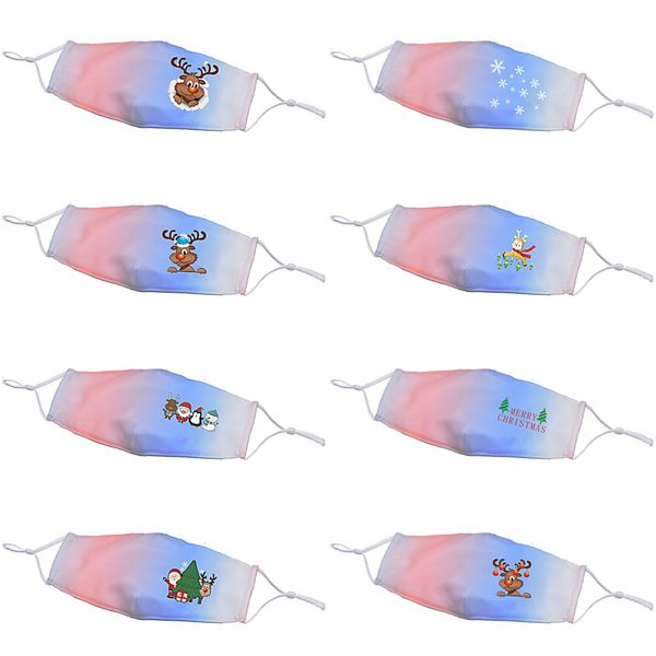 

new christmas face mask for dustproof windproof washable mask adjustable christmas gradient color printing mask ing