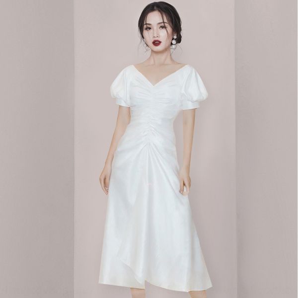 

goddess 2020 new temperament white french minority high waist national women's dress skirt skirts fairy skirt waist dress show thin sum, Black;gray