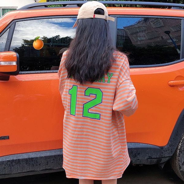 

0dda8 осень 2020 новый свободный средней длины носить корейский стиль полосатый с длинным рукавом мода женщин свитер свитер sweaterstudent м, Black